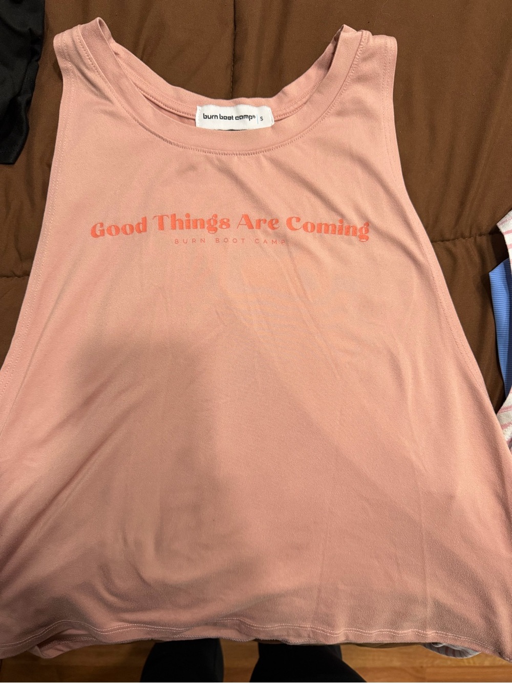 Burn Boot Camp Women's Peach Graphic Tank - Good Things Are Coming